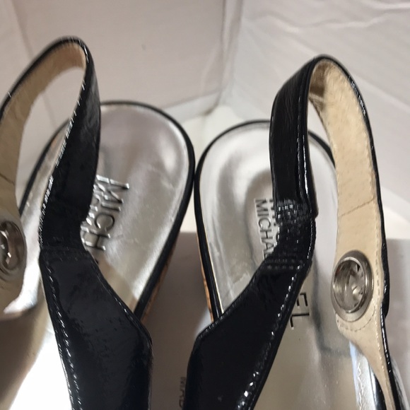 New! Michael kors patent leather cork wedge with logo on the side - Picture 4 of 7